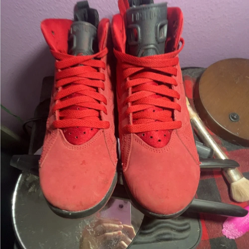 Vibrant Red Jordan Sneakers - Picture 2 of 4